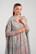 2 Pc Embroidered Zari Stripes Suit