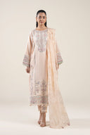 3 Pc Embroidered Slub Lawn Suit