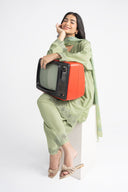 3 Pc Embroidered Lurex Stripe Suit