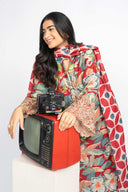 2 Pc Embroidered Lurex Cotton Suit