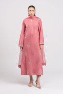 3 Pc Embroidered Lurex Cotton Suit