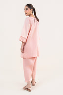 2 Pc Embroidered Cotton Chambray Suit