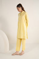 2 Pc Embroidered Cotton Stripe Suit
