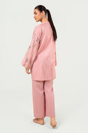 2 Pc Embroidered Cotton Stripe Suit