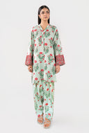 2 Pc Printed Slub Lawn Suit