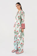 2 Pc Printed Slub Lawn Suit