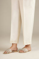 Embroidered Raw Silk Trouser