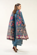 3 Pc Embroidered Raw Silk Suit