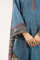 3 Pc Embroidered Raw Silk Suit