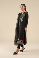 2 Pc Embroidered Raw Silk Suit