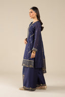 3 Pc Embroidered Two Tone Silk Suit