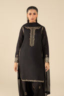 3 Pc Embroidered Raw Silk Suit