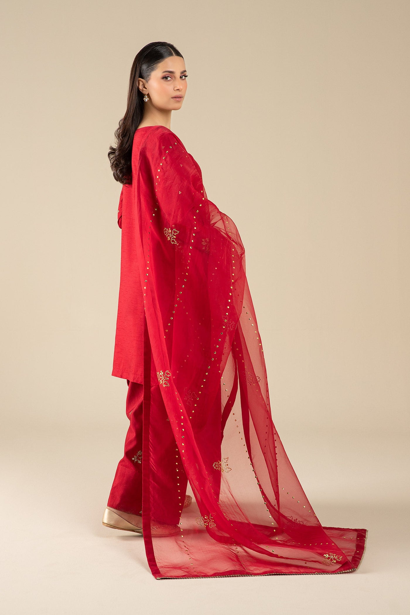 3 Pc Embroidered Raw Silk Suit | MB-FS25-32