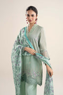 3 Pc Embroidered Lurex Pinstripe Suit