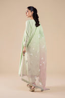 3 Pc Embroidered Two Tone Silk Suit