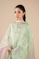 3 Pc Embroidered Two Tone Silk Suit