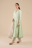 3 Pc Embroidered Two Tone Silk Suit