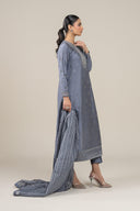 3 Pc Embroidered Two Tone Silk Suit