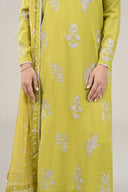 3 Pc Embroidered Shimmer Silk Suit