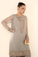 2 Pc Embroidered Chiffon Suit