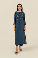 2 Pc Embroidered Yarn Dyed Cotton Silk Suit