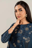 2 Pc Embroidered Yarn Dyed Cotton Silk Suit