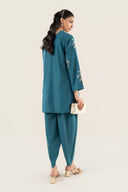 2 Pc Embroidered Raw Silk Suit