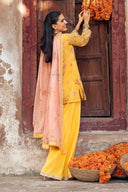 3 Pc Unstitched Embroidered Silk Cotton Net Suit