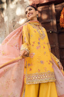 3 Pc Unstitched Embroidered Silk Cotton Net Suit