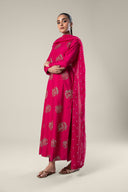 2 Pc Embroidered Raw Silk Suit