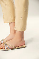 Embroidered Raw Silk Trouser