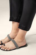 Embroidered Raw Silk Trouser