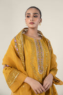 2 Pc Embroidered Raw Silk Suit