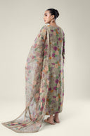 2 Pc Pinted Raw Silk Suit