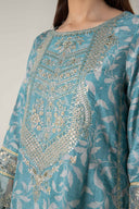 2 Pc Pinted Raw Silk Suit