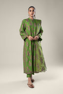 3 Pc Embroidered Raw Silk Suit