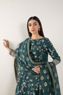 3 Pc Embroidered Raw Silk Suit