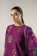 3 Pc Embroidered Raw Silk Suit