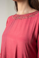 2 Pc Embroidered Raw Silk Suit