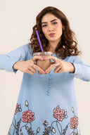 2 Pc Embroidered Crosshatch Linen Suit