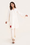 2 Pc Embroidered Crosshatch Linen Suit
