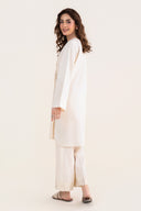 2 Pc Embroidered Crosshatch Linen Suit