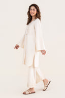 2 Pc Embroidered Crosshatch Linen Suit