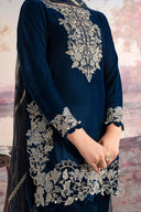 3 Pc Embroidered Velvet Suit