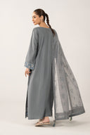 3 Pc Embroidered Shiny Slub Suit