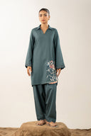 2 Pc Embroidered Silk Karandi Suit