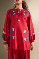 2 Pc Embroidered Twill Suit