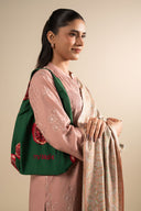 3 Pc Embroidered Linen Twill Suit