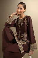 2 Pc Embroidered Crosshatch Suit