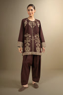 2 Pc Embroidered Crosshatch Suit